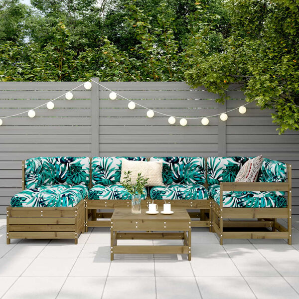 vidaXL 7 Piece Garden Sofa Set Impregnated Wood Pine