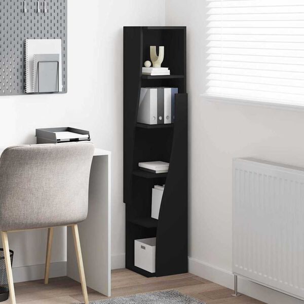 vidaXL Corner Cabinet Black 27.5x27x140cm Engineered Wood