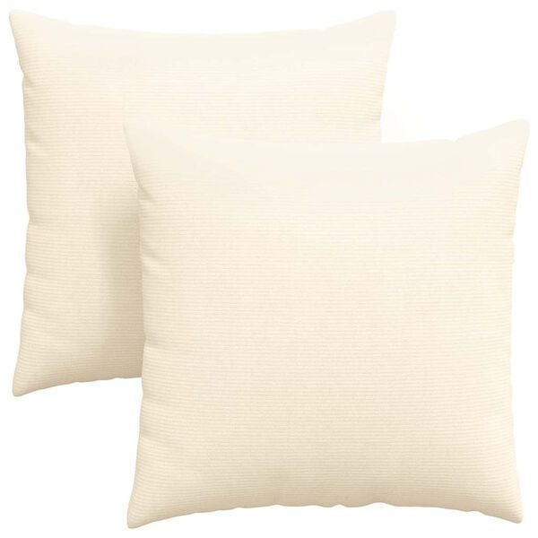 vidaXL Sofa Pillows 2 pcs Cream 60 x 60 cm Corduroy Fabric