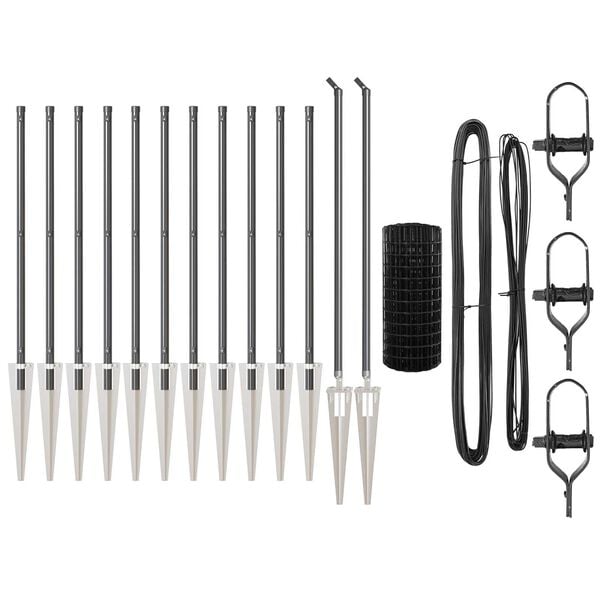 vidaXL Fence with Post Grey 0.4 x 25 m Steel and PVC