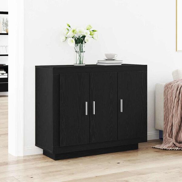 vidaXL Sideboard Black Oak 92 x 35 x 75 cm Engineered Wood
