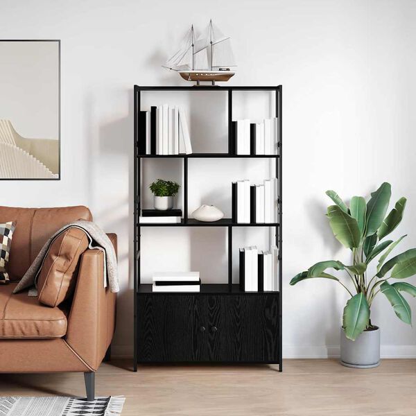 vidaXL Bookshelf Black Oak 80 x 30 x 155.5 cm Engineered Wood