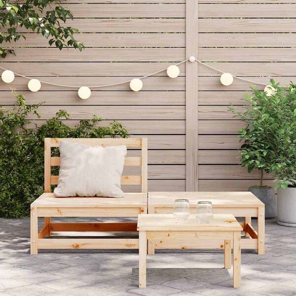 vidaXL Garden Sofa Armless with Footstool Solid Wood Pine
