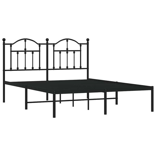 vidaXL Metal Bed Frame without Mattress with Headboard Black 140x190cm