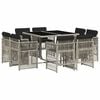 vidaXL 9 Piece Garden Dining Set with Cushions Light Grey Poly Rattan