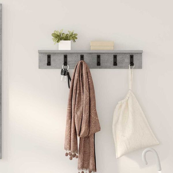 vidaXL Wall-Mounted Coat Rack Concrete Grey 60 x 10.5 x 10.5 cm