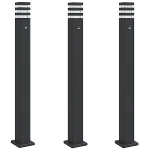 vidaXL Outdoor Floor Lamps with Sensors 3pcs Black 110 cm Aluminium