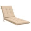 vidaXL Sunlounger Cushion GEMERT 100% Polyester Cream 190 x 50 x 9 cm