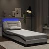vidaXL Bed Frame with LED without Mattress "Hvar" White and Black 80x200 cm