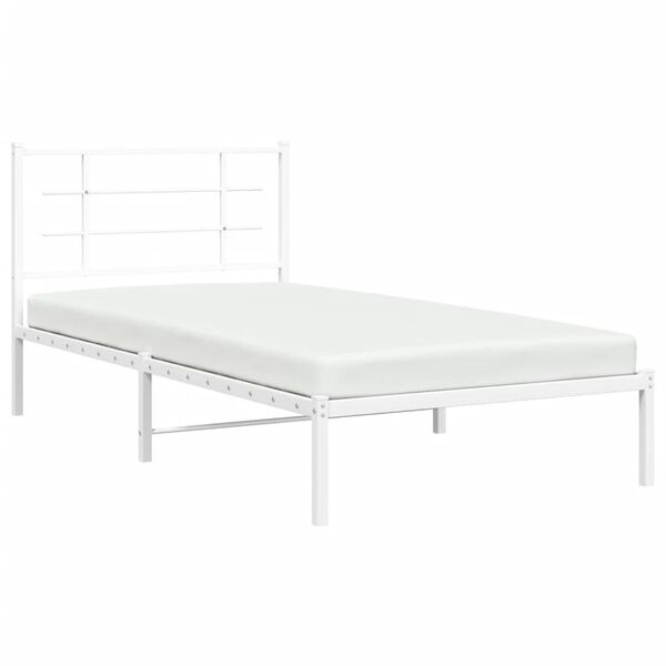 vidaXL Metal Bed Frame without Mattress with Headboard White 107x203cm