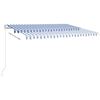 vidaXL Manual Retractable Awning with LED 400x350 cm Blue and White