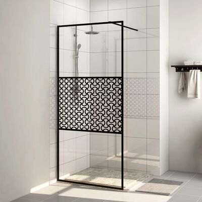 vidaXL Walk-in Shower Wall with Clear ESG Glass 80x195 cm Black