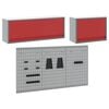 vidaXL Tool Cabinet Set with Shelf 5 pcs Red Powder-Coated Steel