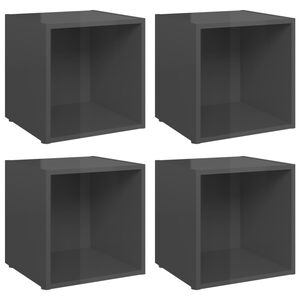 vidaXL TV Cabinets 4 pcs High Gloss Grey 37x35x37 cm Engineered Wood