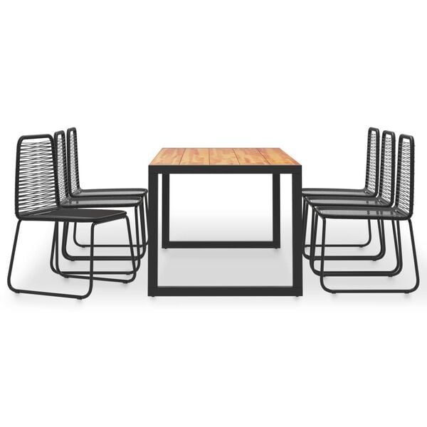 vidaXL 7 Piece Outdoor Dining Set Solid Acacia Wood and Poly Rattan
