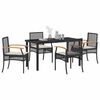 vidaXL Garden Dining Set 5 pcs Black Poly Rattan