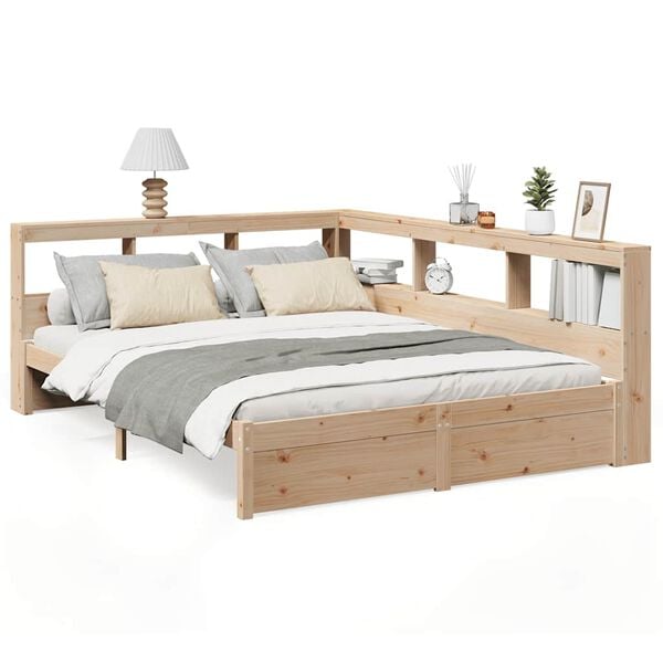 vidaXL Bookcase Bed without Mattress 140x200 cm Solid Wood Pine