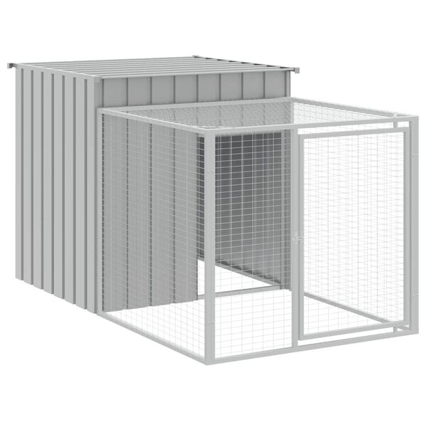 vidaXL Chicken Cage with Run Light Grey 110x201x110 cm Galvanised Steel