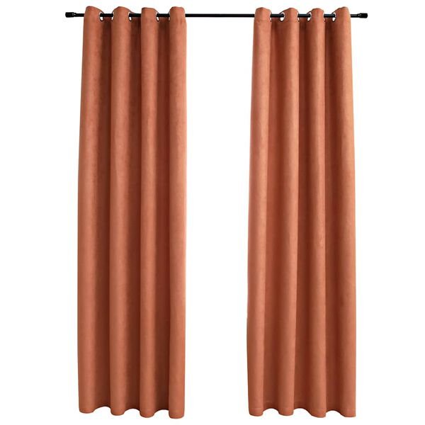 vidaXL Blackout Curtains with Metal Rings 2 pcs Rust 140x175 cm