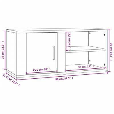 vidaXL TV Cabinet White 80x31,5x36 cm Engineered Wood