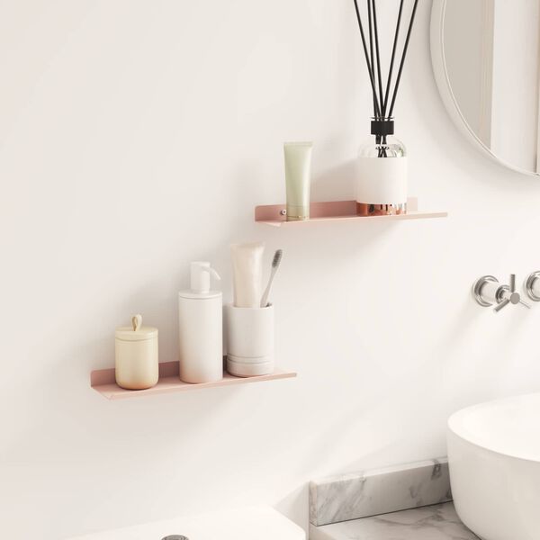 vidaXL Floating Shelf Wall-mounted 2 pcs Pink 30 x 9 x 2.5 cm Steel