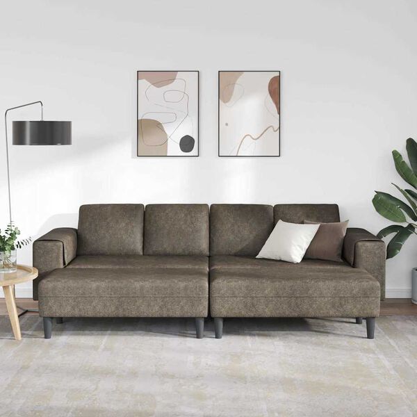 vidaXL Sofa Set Dark grey Faux suede leather