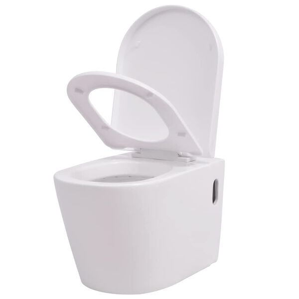 vidaXL Wall Hung Toilet with Concealed Cistern Ceramic White