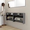 vidaXL Wall Shoe Cabinets 2 pcs High Gloss Grey 80x18x60 cm Engineered Wood