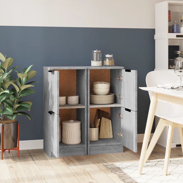 vidaXL Sideboards 2 pcs Grey Sonoma 30x30x70 cm Engineered Wood