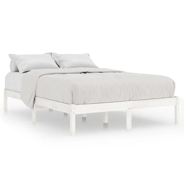 vidaXL Bed Frame without Mattress White Solid Wood Small Double