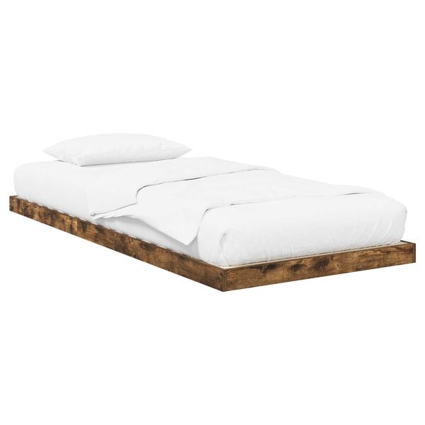 vidaXL Floor Bed Frame Smoked Oak 75 x 190 cm Engineered Wood