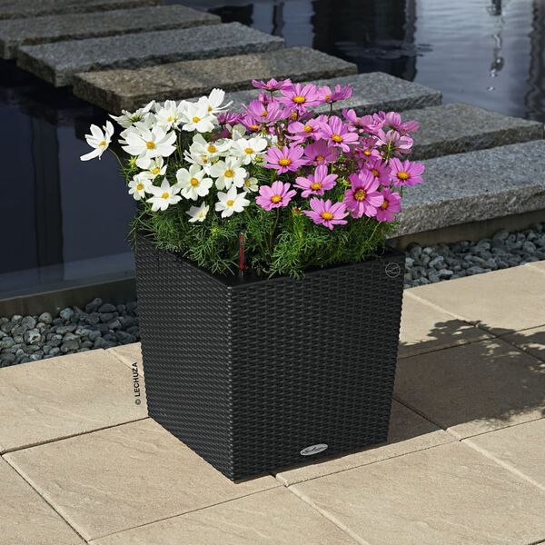 LECHUZA Planter CUBE Cottage 40 ALL-IN-ONE Granite