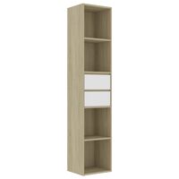 vidaXL Book Cabinet White and Sonoma Oak 36x30x171 cm Engineered Wood