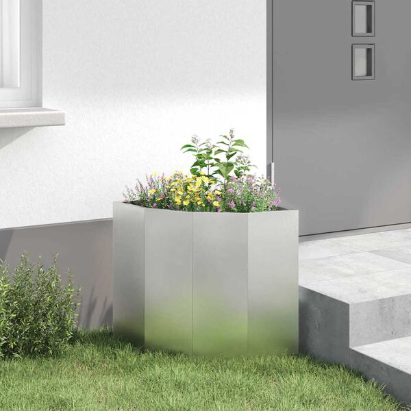 vidaXL Corner Planter Silver 45 x 45 x 50 cm Stainless steel