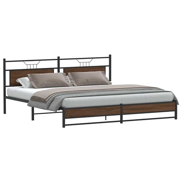 vidaXL Metal Bed Frame without Mattress Brown Oak 200x200 cm