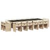 vidaXL 17 Piece Garden Dining Set with Cushions Beige Poly Rattan