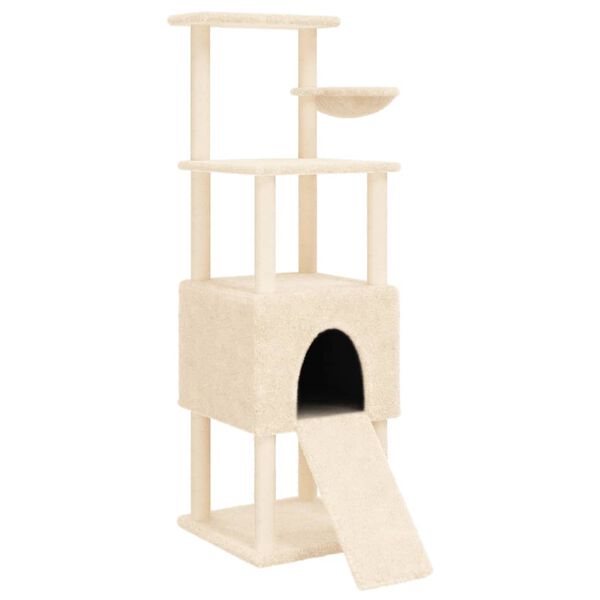 vidaXL Cat Tree with Sisal Scratching Posts Cream 153 cm