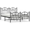 vidaXL Metal Bed Frame without Mattress with Footboard Black 150x200cm