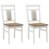 vidaXL Dining Chair 2 pcs White and Natural Solid Rubber Wood