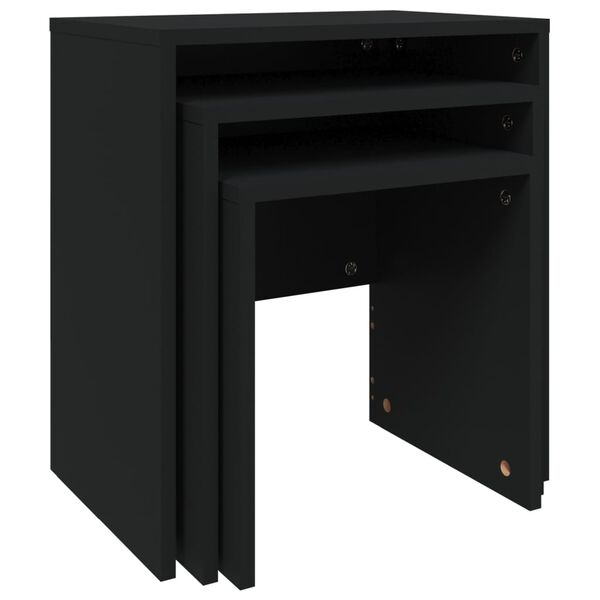 vidaXL Nesting Coffee Tables 3 pcs Black Engineered Wood