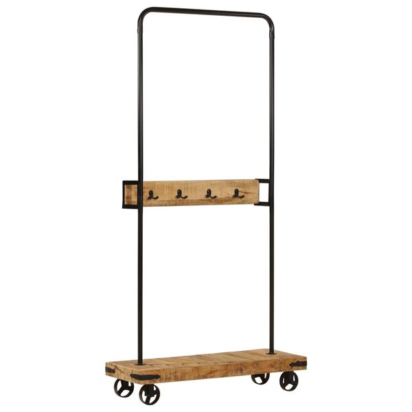 vidaXL Clothes Rack with Wheels 90x35x190 cm Solid Wood Mango and Iron