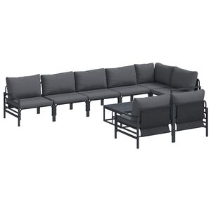 vidaXL Garden Sofa Set 9 pcs Black Steel