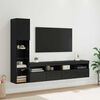 vidaXL TV Wall Unit with LED 4 pcs Black Oak Engineered Wood