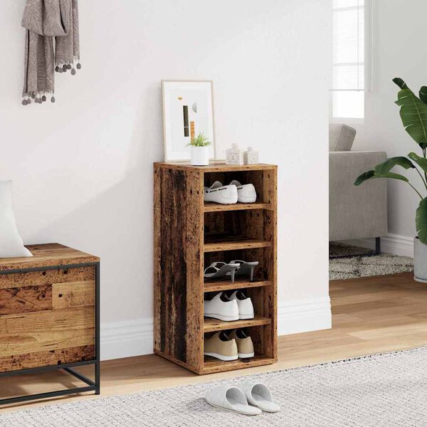 vidaXL Shoe Cabinet Old Wood 32x35x70 cm Engineered Wood