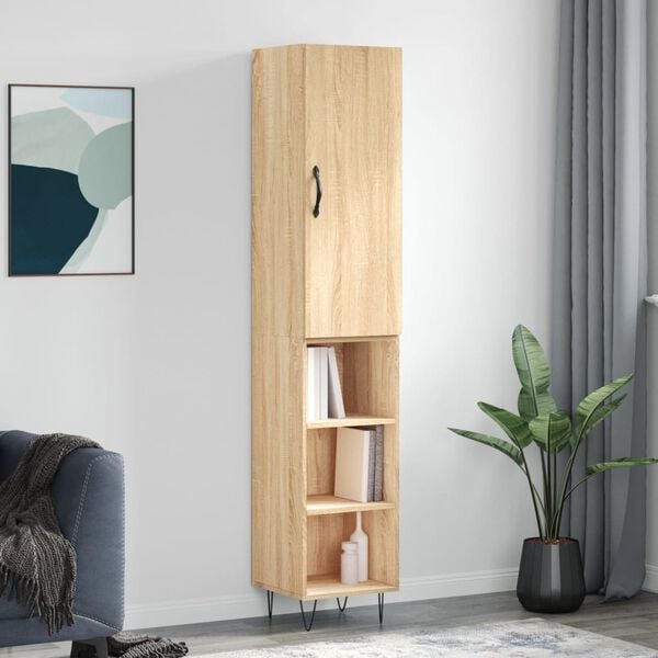 vidaXL Highboard Sonoma Oak 34.5x34x180 cm Engineered Wood
