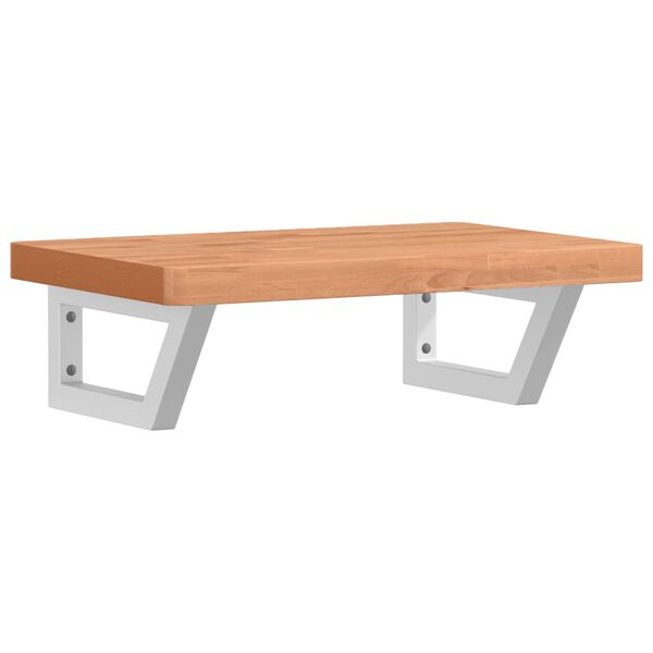 vidaXL Basin Shelf Wall Mounted Steel and Solid Wood Beech