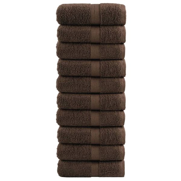 vidaXL Premium Guest Towels "SOLUND" 10 pcs Brown 30x50 cm 600 gsm