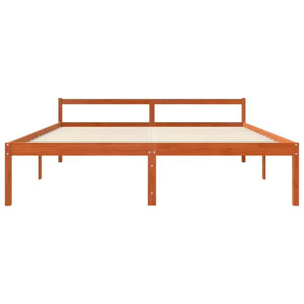 vidaXL Bed Frame with Headboard Wax Brown 180 x 200 cm Solid Pine Wood