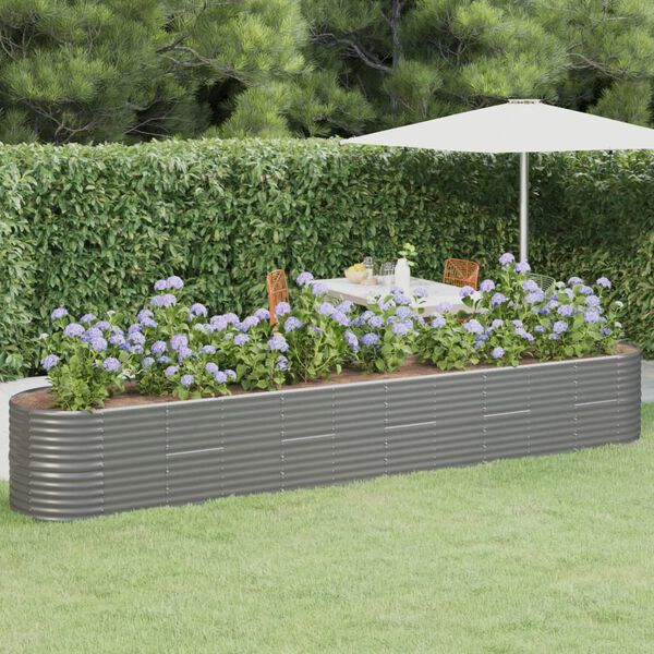 vidaXL Garden Raised Bed Galvanised Steel 440x80x68 cm Grey