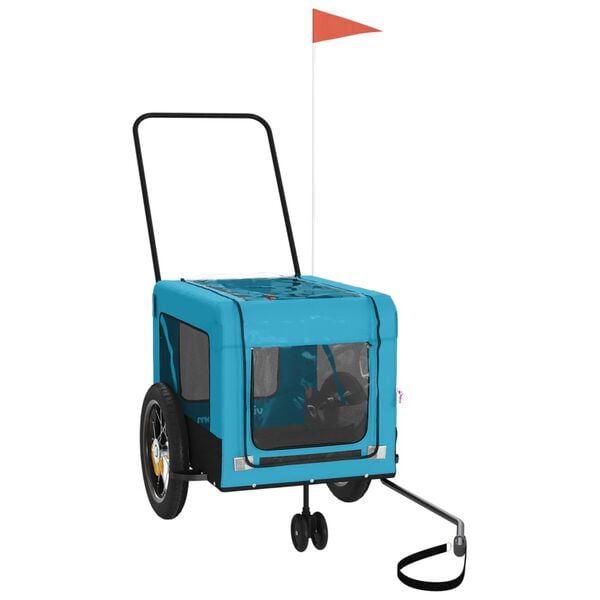 vidaXL Pet Bike Trailer Blue and Black Oxford Fabric and Iron